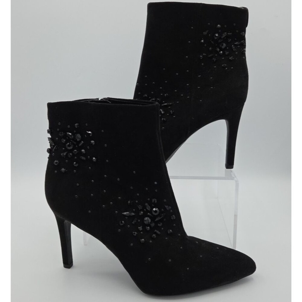 Circus by Sam Edelman "Octavia" black beaded high-heel ankle booties Sz 8 EUC